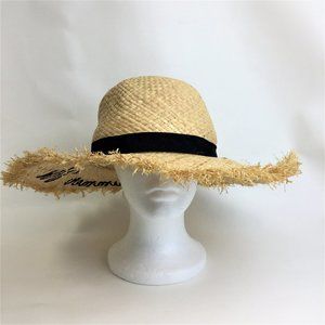 Straw hat summer vibes words floppy hat